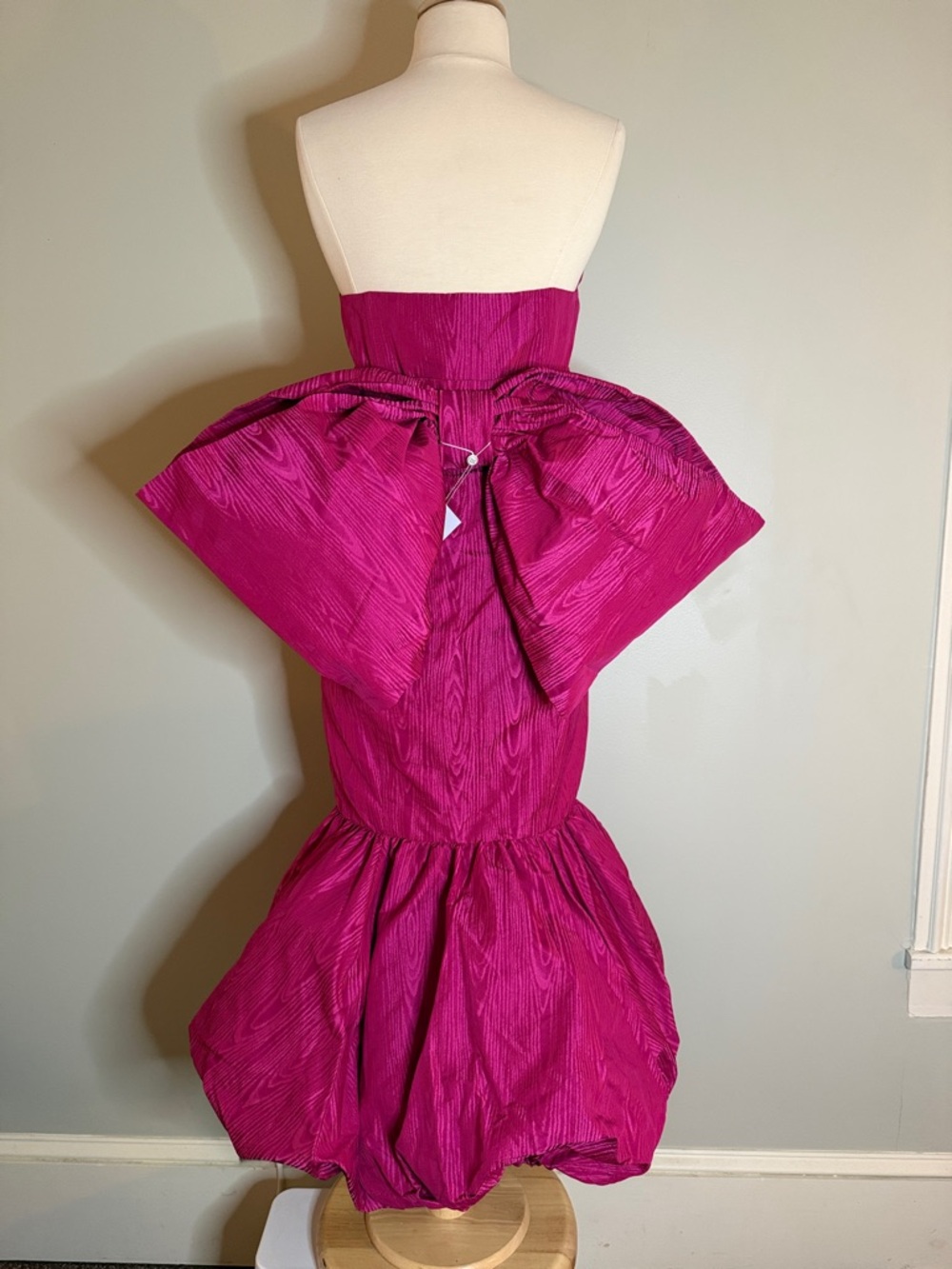 Strapless Fuchsia Taffeta Dress with Dramatic Back Bow- Very Marilyn Monroe